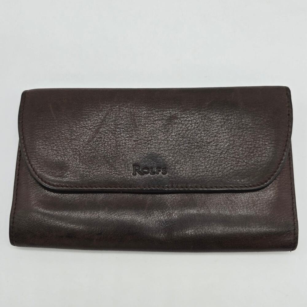 Vintage Rolfs Genuine Leather Wallet Clutch Check Book Credit Card Brown